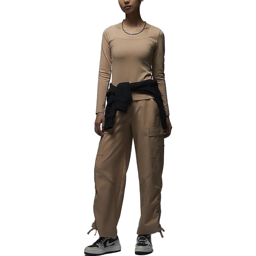 Jordan Solid Color Casual Stretch Long Sleeve T-Shirt Women Tops Desert-Yellow FB5201-277