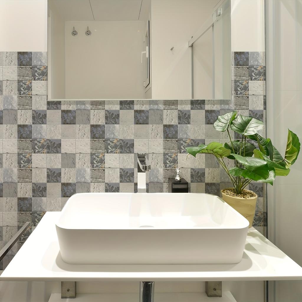 1Set (10Pcs) Vintage Floral Ceramic Tile Wall Stickers - Self - Adhesive, Waterproof & Grease - Resistant for Kitchen Home Decor