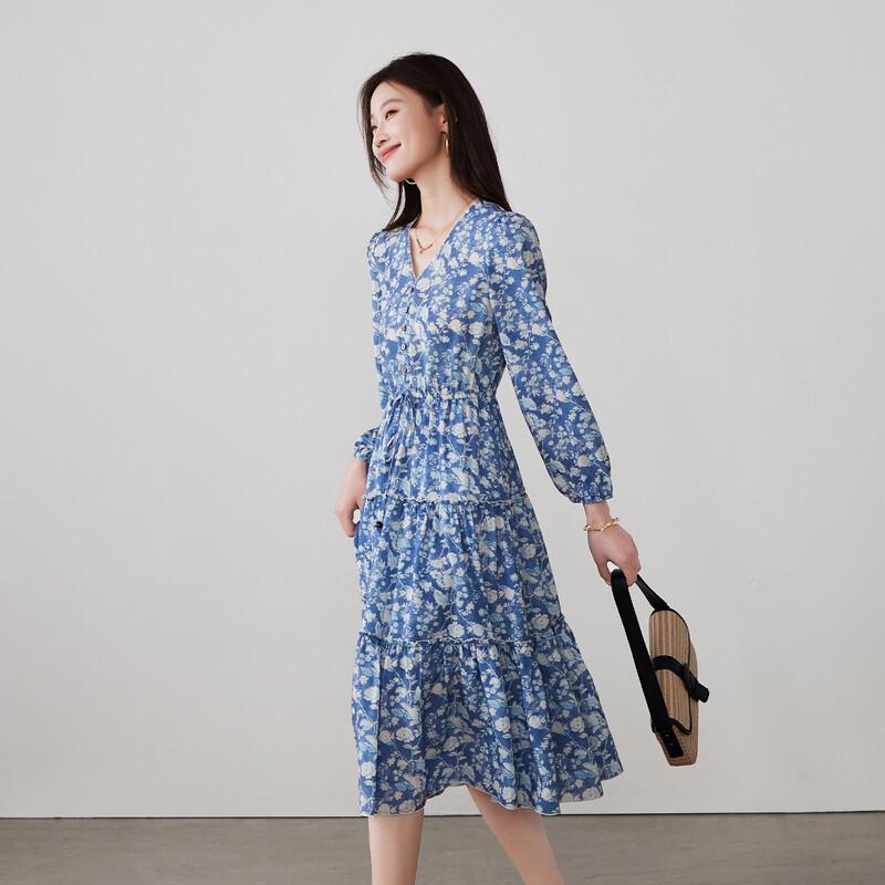 SOFSIL 2026 Spring Patchwork Floral V-Neck Midi Dress