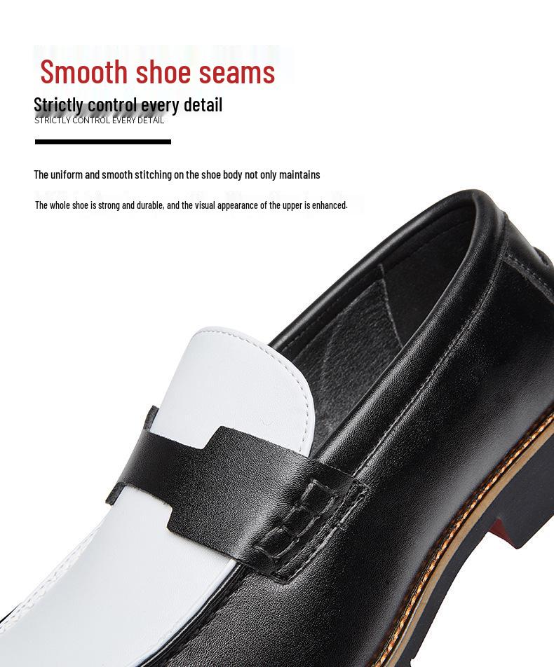 Men's Large Size Leather Slip-On Shoes - Pointed Toe, Thick Sole, Formal & Casual Driving Loafers Size 46