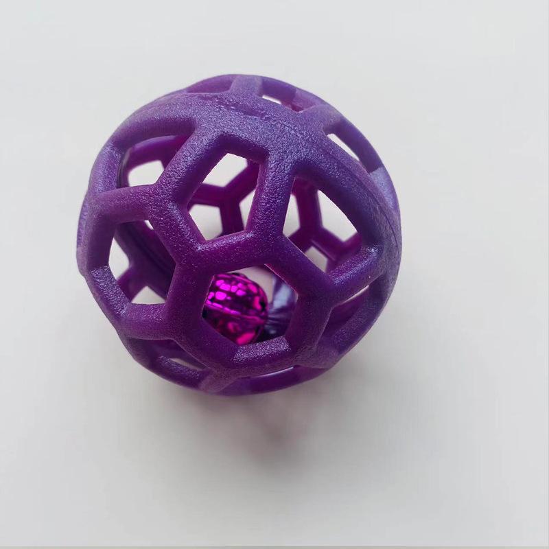 

Игрушка для жевания собак, натуральный мяч из термопластичной резины с колокольчиком, интерактивная обучающая игра для домашних животных, игра с кошкой на открытом воздухе, чистка зубов щенка, принадлежности для моляров фиолетовый