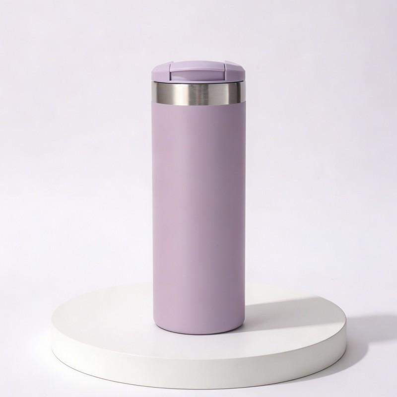 Stainless Steel Flip Lid Vacuum Insulated Travel Mug 500ml 304 Inner 201 Outer Portable Coffee Cup Office Outdoor