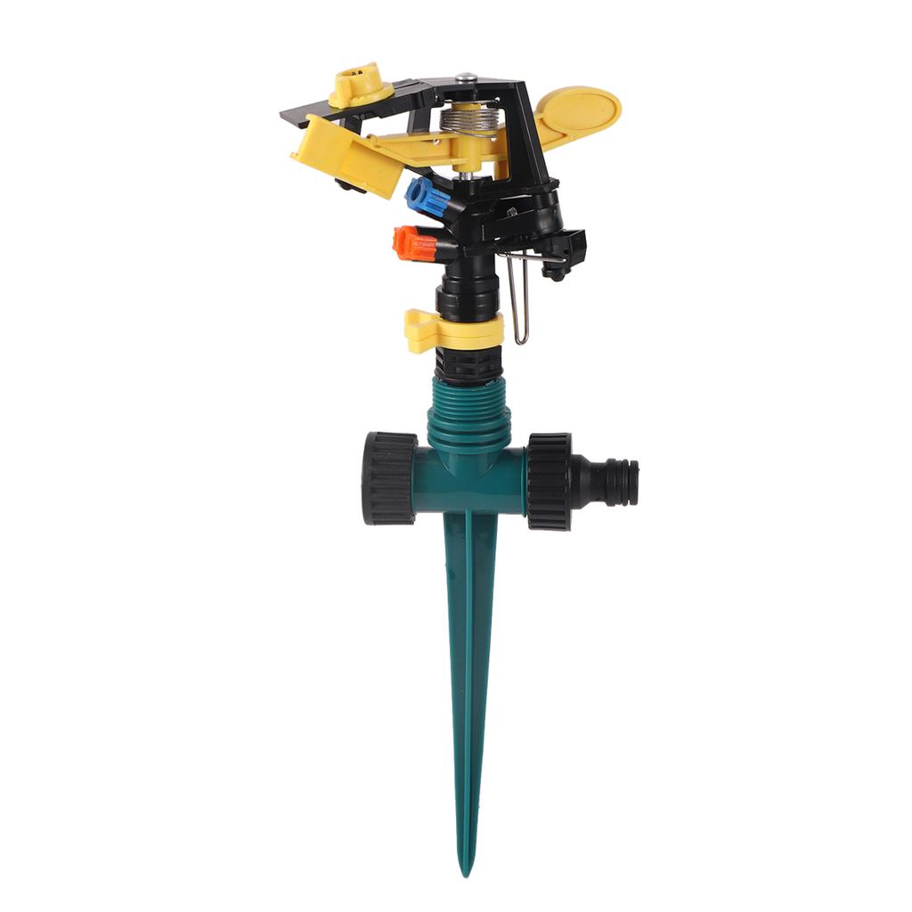 1/2" Male Thread Double Nozzle Yellow-Winged Adjustable Rocker Sprinkler With 3-Kinds Bracket Kit 360 Degree Garden Lawn Nozzle