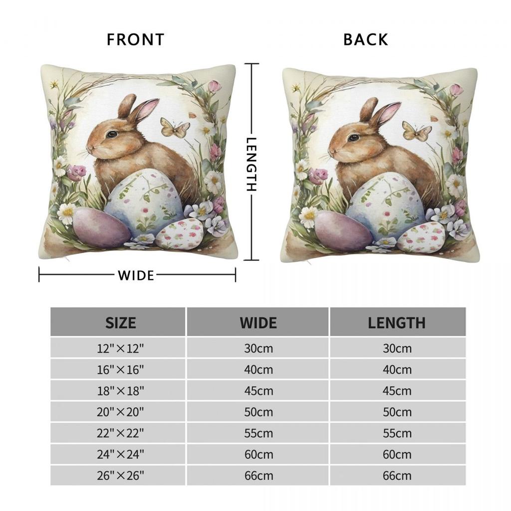 Spring Easter Bunny Eggs Square Pillow Cases Cushion Covers Awesome Zipper Decorative Pillowcover for Sofa 45*45cm