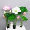 Artificial Lotus Bouquet with Stem, Leaf, and Seed Pod Decoration - Silk Flower Ornament