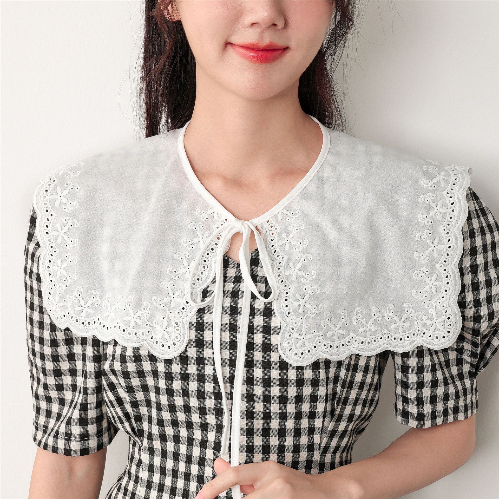 

Женский кружевной воротник с большим лацканом, фальшивый воротник для женщин, галстук-бабочка, шаль, белая рубашка, съемный воротник, банты, галстук