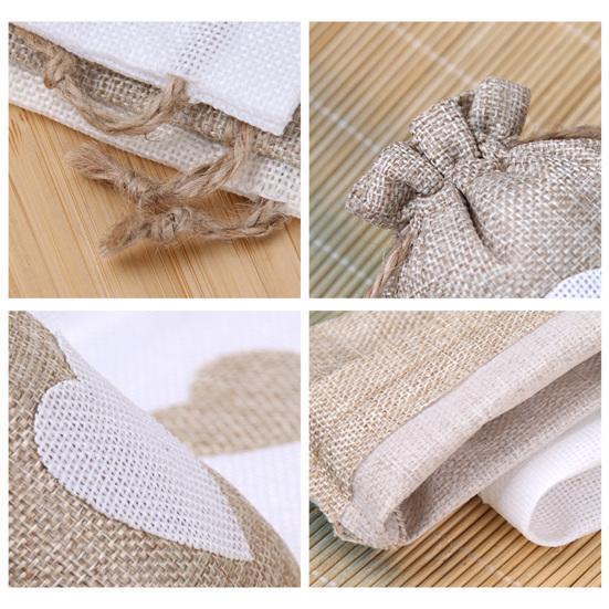 10Pcs Imitation Linen Present Wrapping Bag with Drawstring Anti-deformed New Year Candy Pouch for Party