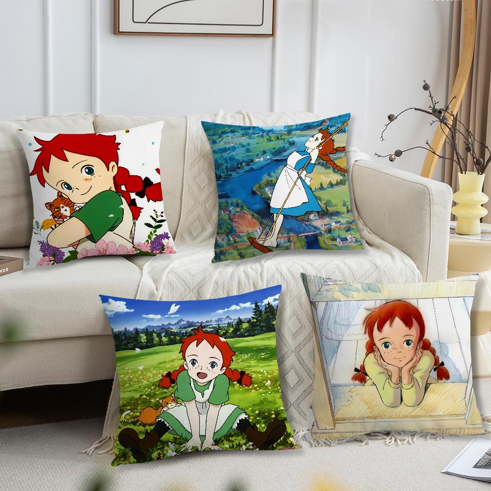 cartoon manga anume a-Anne of Green Gables soft Comfortable Pillow Case for Sofa Living Room Home office Decor Protective Covers