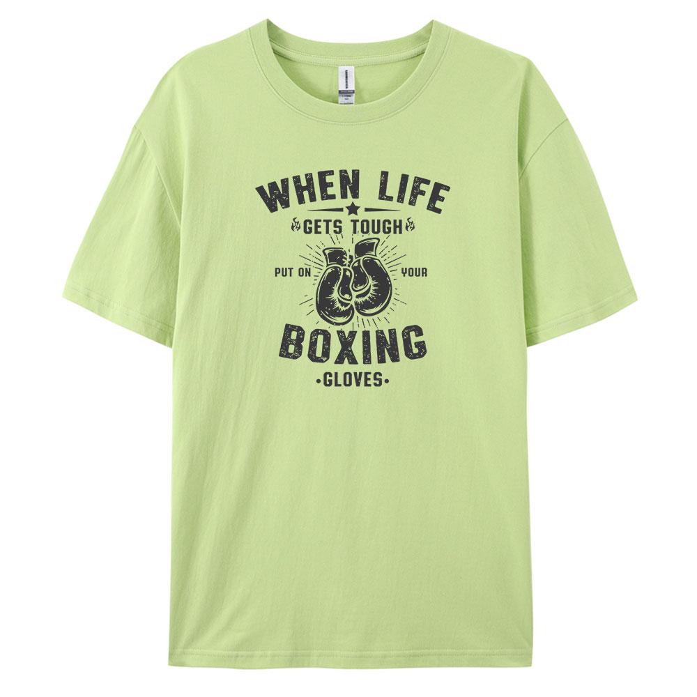 Boxing Comfortable Mens Loose Fit Tshirt with Stylish Prints Vintage and Short Sleeved