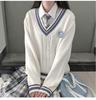 Unisex College Style V-Neck Long Sleeve Knit Sweater Vest for Spring and Autumn