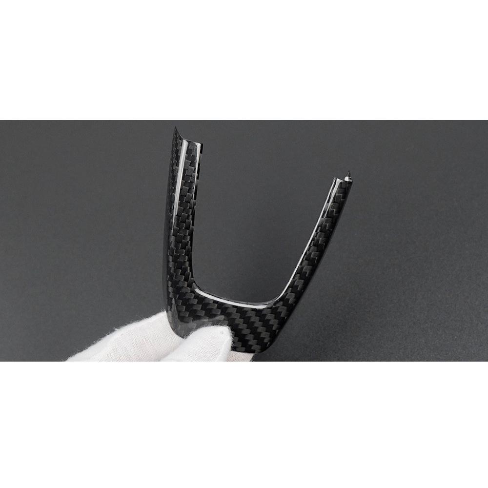 Carbon Fiber Steering Wheel Center Cover U Type Trim For Fiat 500 2012-15 Black