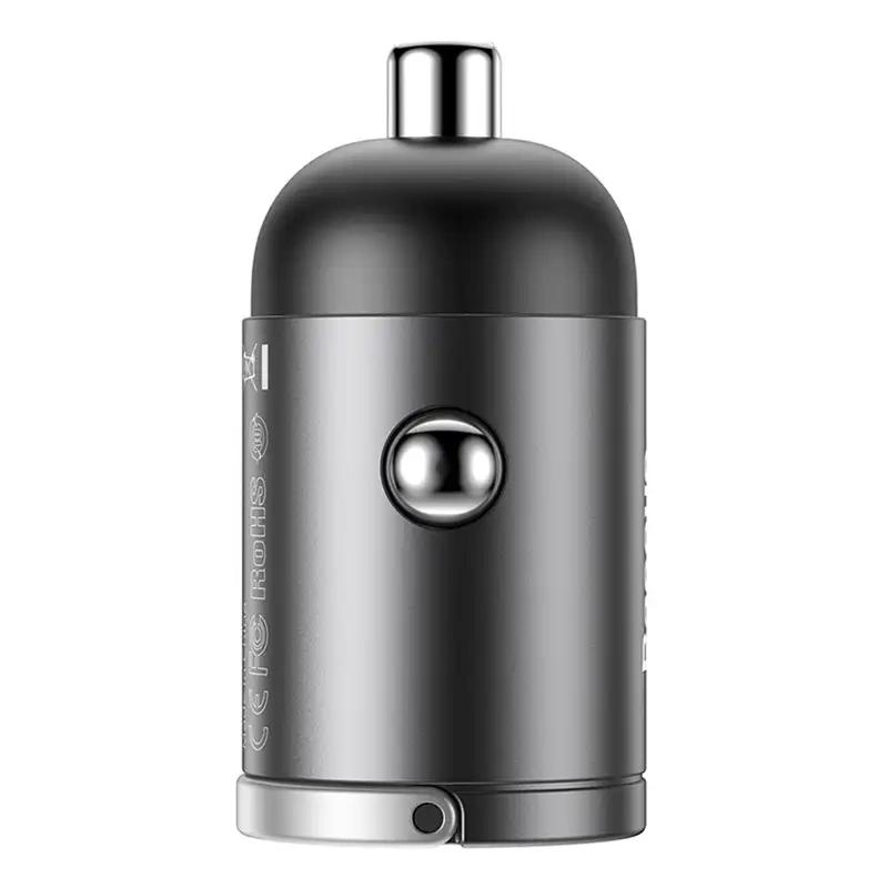 Mini Ładowarka Samochodowa Baseus Tiny Star, Usb, Qc 3.0, 30W (Szara)