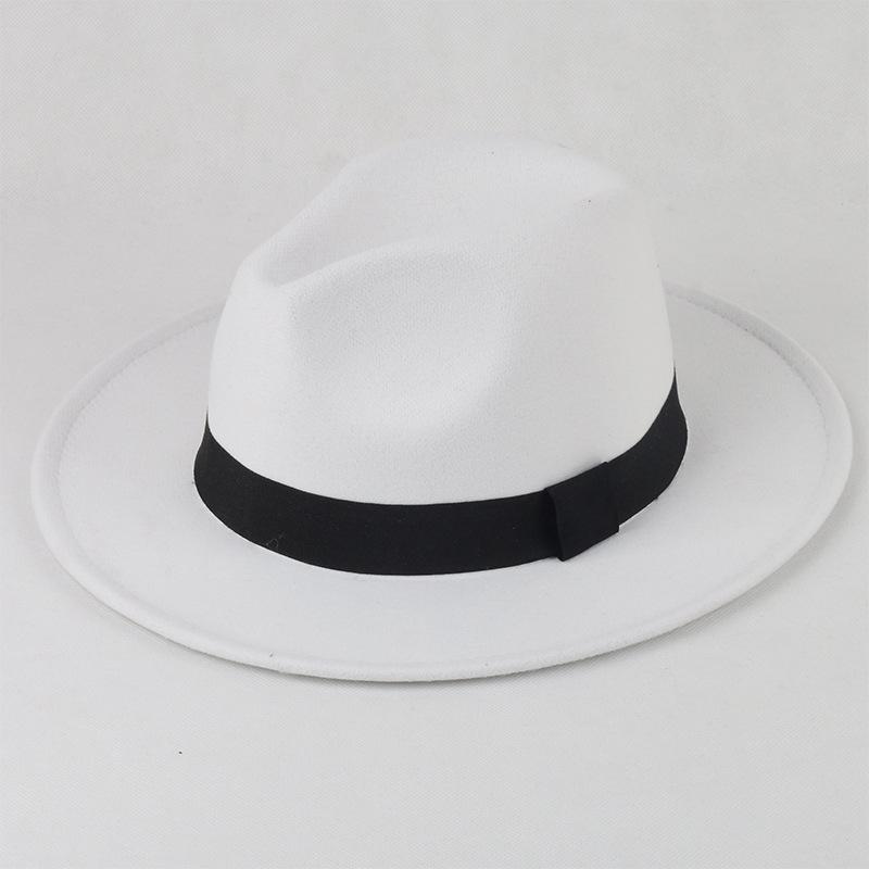 Retro Shanghai Fedora mit breiter Krempe: Unisex Frühling/Herbst Jazz Panama Hut in Wolloptik