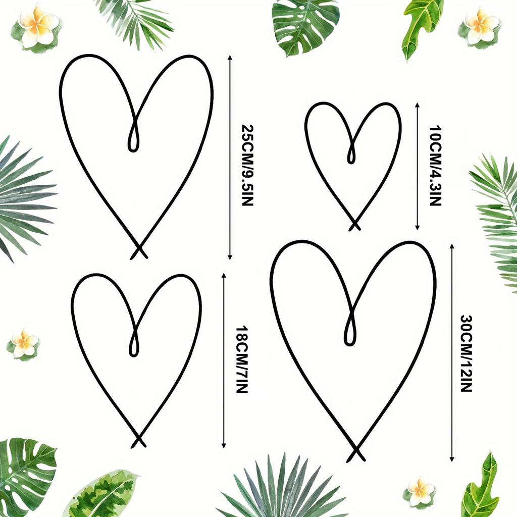 4 PCS Metal Heart Wall Art Abstract Cutout Minimalist Wall Decor for Living Room Bedroom Hanging Decorations