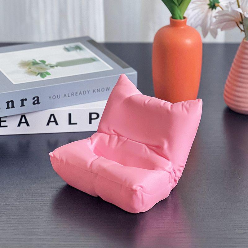 2 Pcs Cute Sofa Chair Design Phone Holder Rack Universal Phone Stand Bracket With Charger Hole Desktop TV Remote Holder