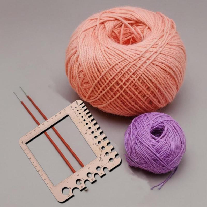 Wood Knitting Needle Gauge Square Ruler Embroidery Thread Bobbins Floss For Spinners Yarn Measuring Tools Sewing Supplies