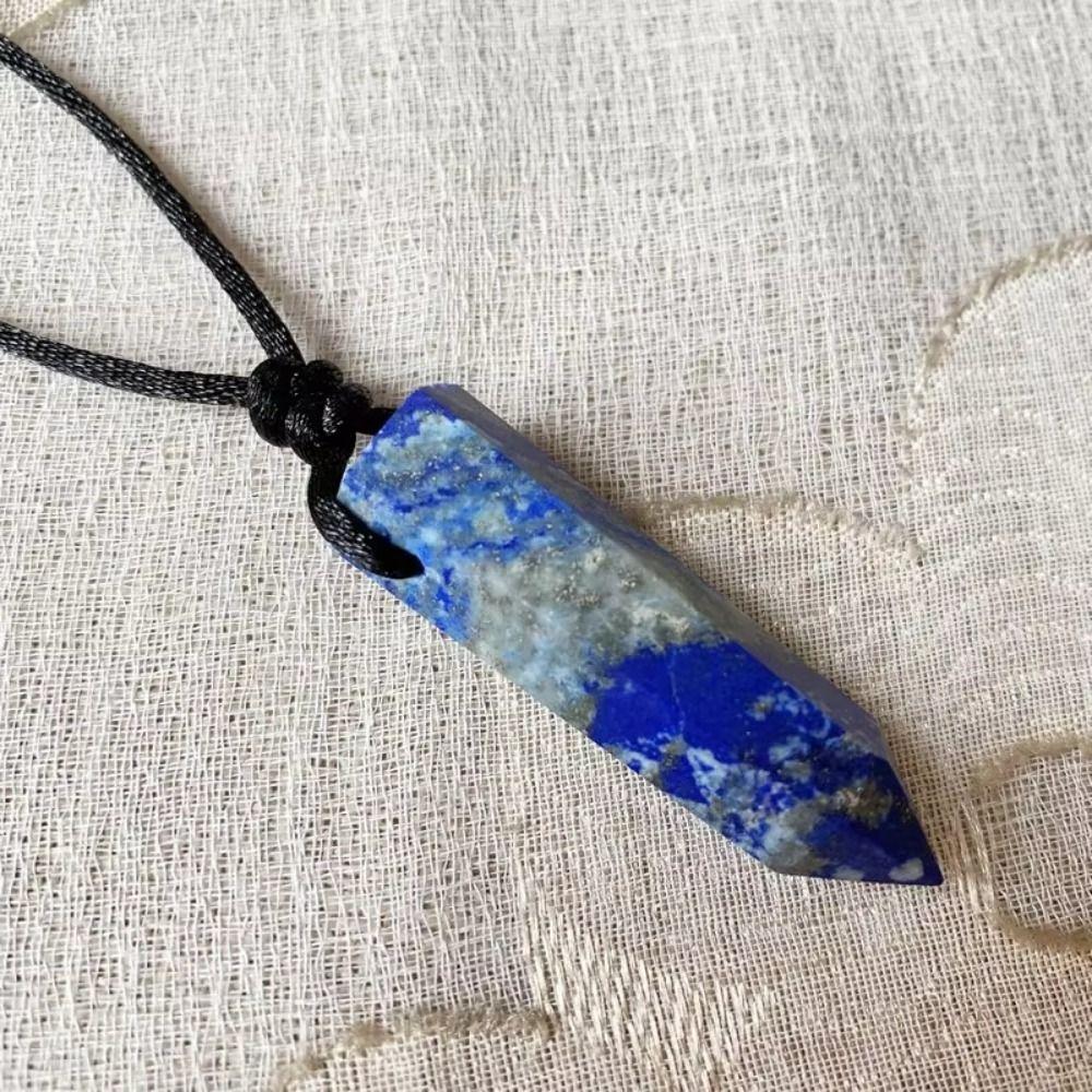 Waxed Cotton Cord Natural Crystal Necklace Adjustable Rope Stone Pendant Jewelry Gift