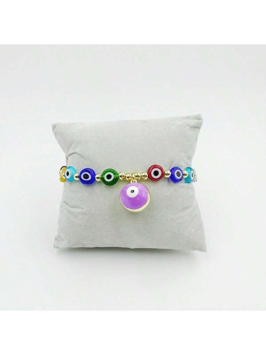 

Браслет «Глаз на удачу» из позолоченной медной проволоки Wind Bohemian темно-фиолетовый