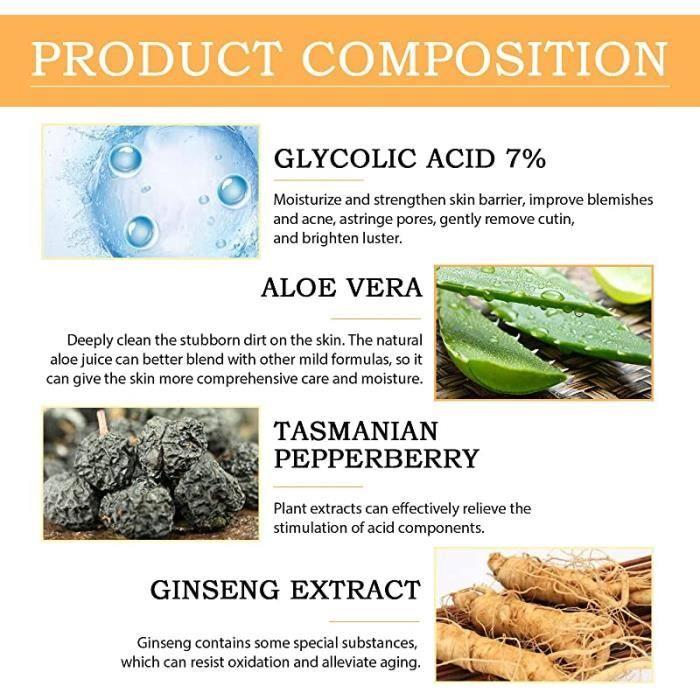 Lotion Visage - Glycolic Acid 7% - 100ml - Vegan - Tous types de peau