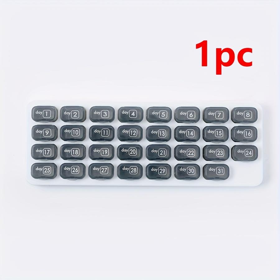 

1 шт. дорожная портативная 31-ячеечная маленькая аптечка, ежемесячная независимая аптечка для хранения, цифровая прозрачная бытовая аптечка, 11 * 3,93 дюйма