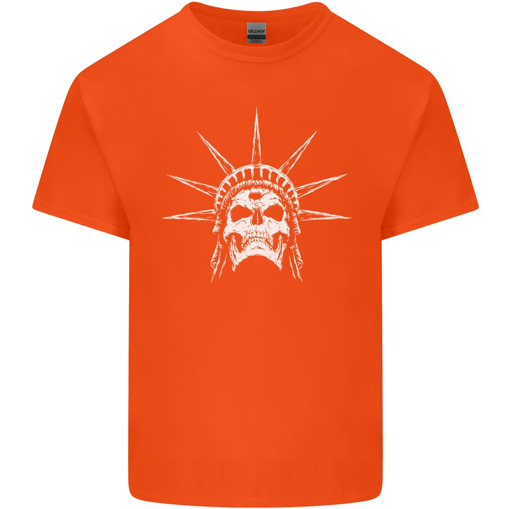 Statue of Liberty Skull USA Gothic Biker Unisexs Light Cotton TShirt