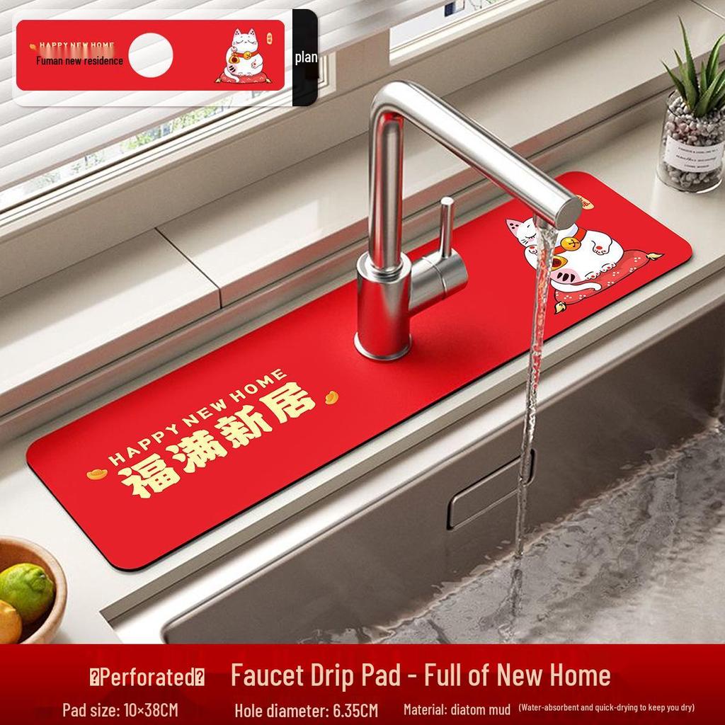 Housewarming Diatomaceous Earth Faucet Pad - Absorbent, Splash-Proof Kitchen & Washbasin Decoration