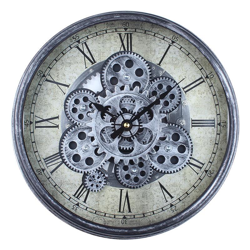 Industrielle Retro-Zahnrad-Wanduhr aus Kunststoff Kreative Stumme Wanduhr Wohnzimmer Arbeitszimmer Dekoration Mechanische Uhr