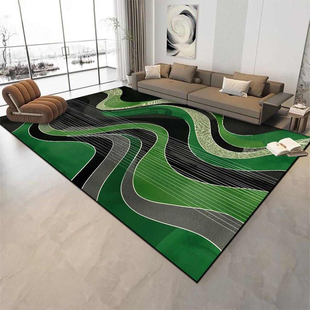 Nordic Light Luxury Large Living Room Carpet Home Soft Decoration Bedroom Bedside Rug Green Abstract Lounge Sofa Table Floor Mat
