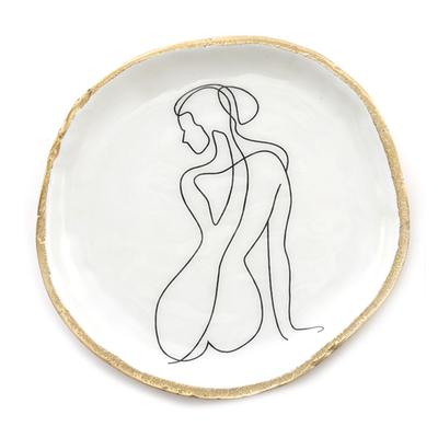 [R8308] - Golden White Ceramic 'Arty' Storage Cup - 15 Cm