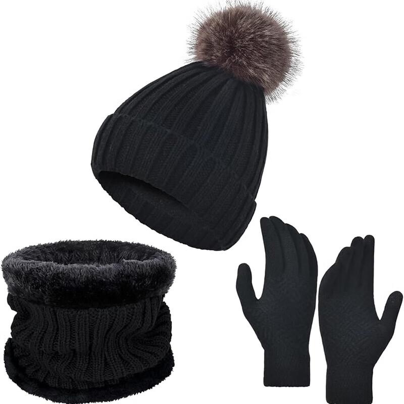 Knitted Hat, Scarf & Gloves Set