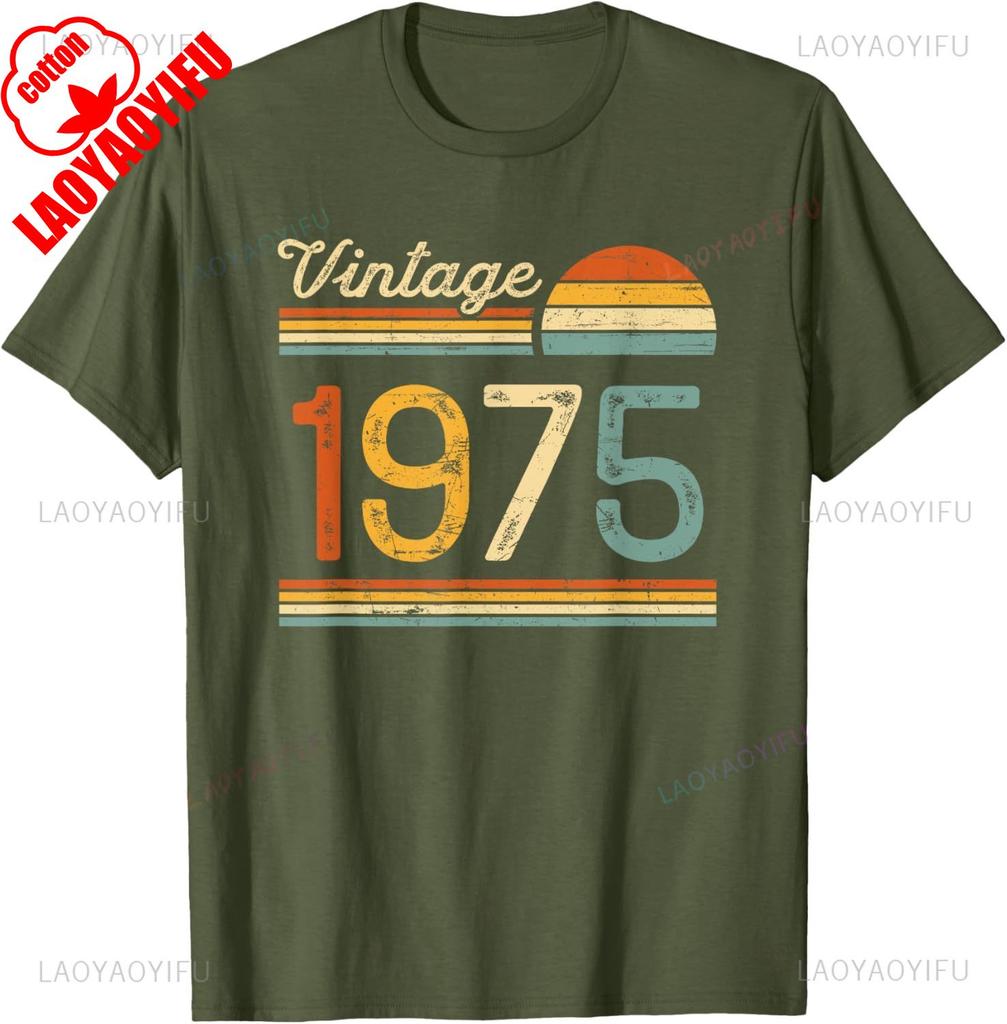 1975 50 Años Camiseta Cumpleaños Graphic T Shirts Vintage Regalo Mujer Hombre 50th Birthday Shirt Woman Man Cotton Tops Tees