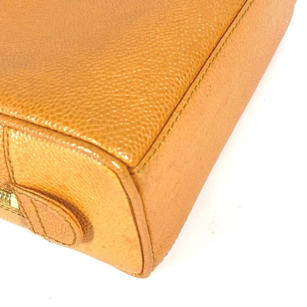 CHANEL vintage CC Clutch Bag bag Pouch Caviar Leather Yellow Based/Orange Based