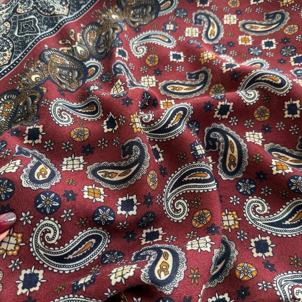 Cross Border New Cotton Linen Scarf Women's Autumn Winter Style Thin Cashew Print Angola Red Shawl Decorative Headscarf
