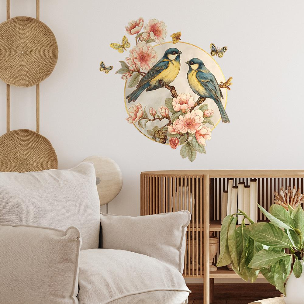 New Chinese-style Flower, Bird, Butterfly Study, Entrance Hall Home Decoration and Beautification Stickers