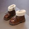 Children's Martin boots winter 2025 new two cotton baby girl leather boots soft sole non-slip girls short boots