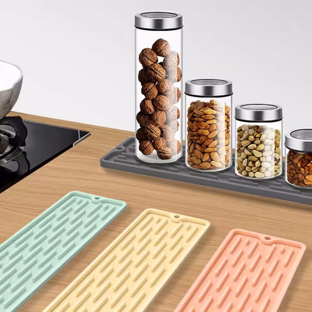 Silicone Tableware Cushion Anti Slip Sink Tray Kitchenware Protection Mat Dish Drying Cushion Pad Storage Drain Mat Coasters
