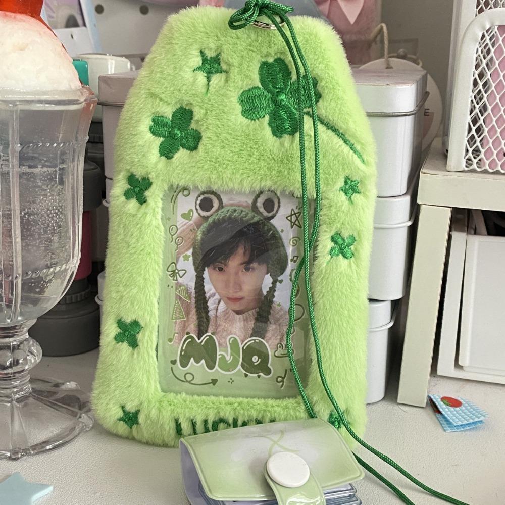 Cartoon Plush Photocard Case Cute Star Shape Photo Card Holder Fashion Bag Keychain  Women