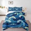 Blue Swirling Ocean Waves Van Gogh Style Bedding set (1 duvet cover, 2 pillowcases, duvet not included), Nautical Art Print