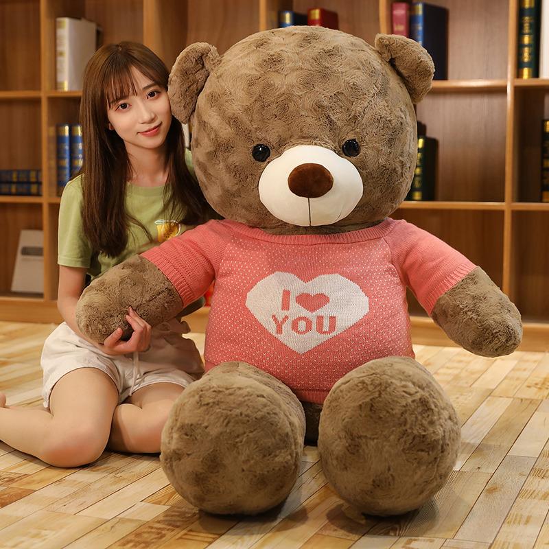 Large Sweater Teddy Bear Plush Toy Girl Birthday Gift Love Big Bear Doll Bed Hugging Sleeping Doll