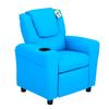 Poltrona Reclinabile per Bambini, Ecopelle PU con Schienale Regolabile, Poggiapiedi, Poggiatesta Imbottito, Blu