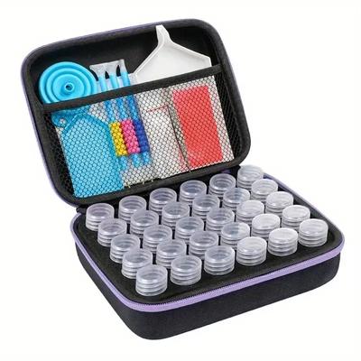Caja de almacenamiento de herramientas de pintura de diamante 5D DIY, Maleta, accesorios de pintura de diamante, kit de bolsa a granel, cuentas de bordado de arte de diamante, herramientas de almacenamiento de botellas redondas