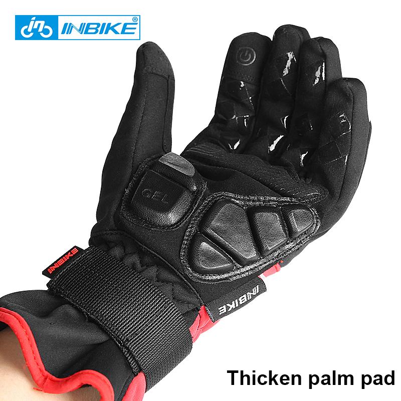 INBIKE Winter Cycling Gloves Full Finger Thermal Men's Bicycle Gloves Warm Cotton Waterproof Bike Gloves for Motorcycle Cycling