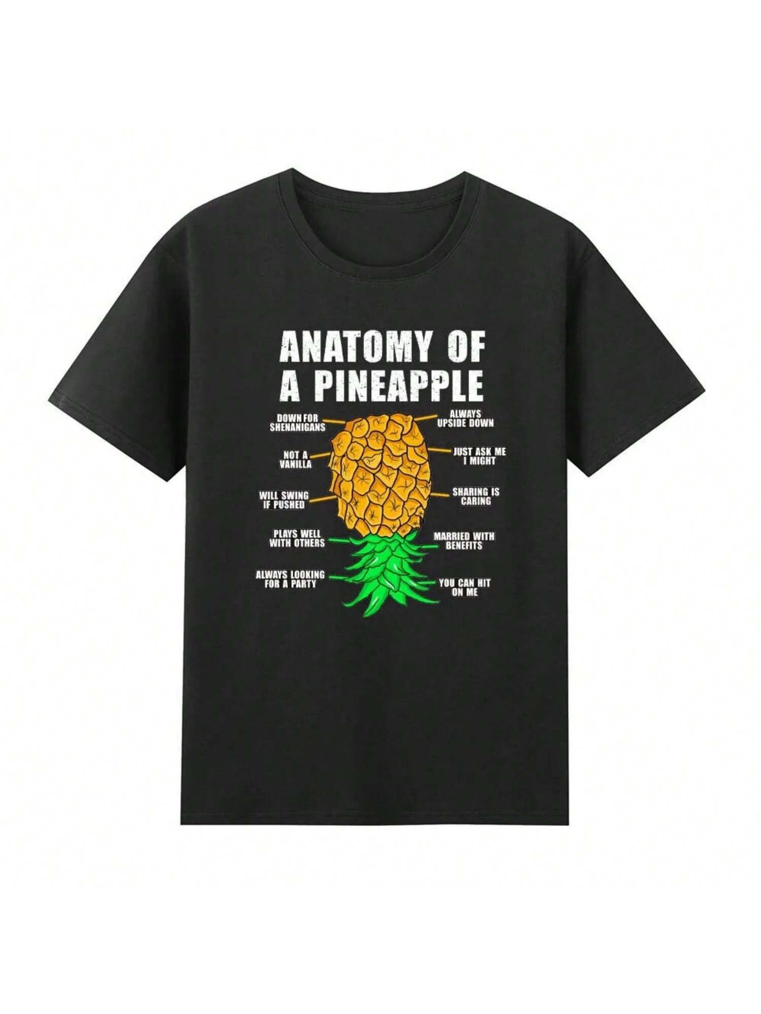 Anatomy Of A Pineapple Swinger Funny Upside Down Pineapple Man T-Shirt Classic Pattern High Quality Cotton Tees Ropa Hombre S
