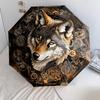 Gear Wolf  pattern, automatic folding umbrella, portable and foldable design, 8 ribs, a Christmas or birthday gift.