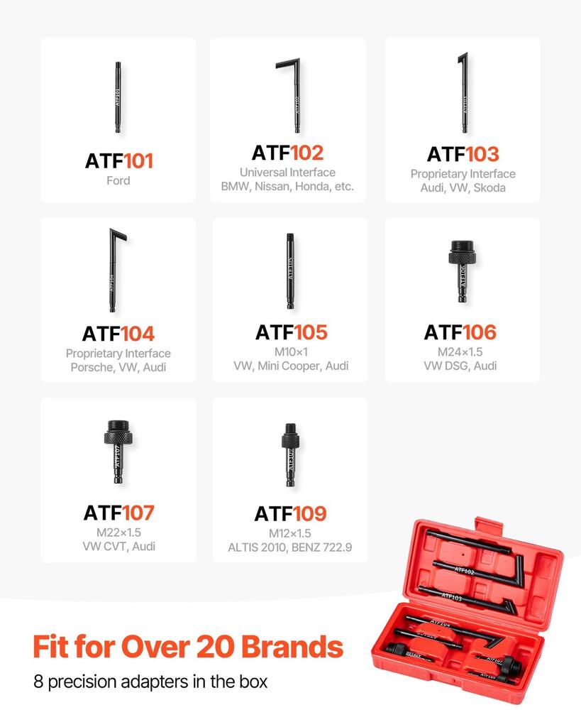 Transmission Fluid Pump, 7.5 L Capacity, Manual ATF Refill Kit Fluid Transfer Pump with 8 ATF Adapters & 120cm Outlet Horse, Oil Extractor Dispenser