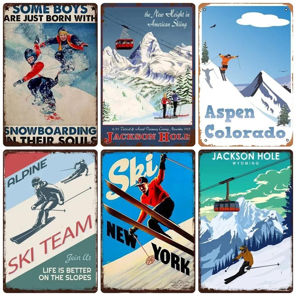 Vintage Ski Patrol Metal Poster, Retro Apres Skiing Tin Sign, Outdoor Winter Sports, Ski Team Printing Decoration, Plates, WY262