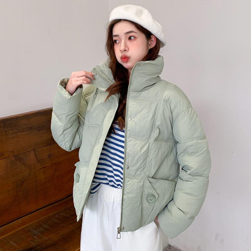 Kvinnor Höst Vinter Soild Färg Tjocka Ytterkläder Bomull Vadderad Hooded Warm Jacket Coat