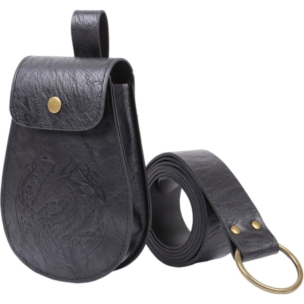 Practical PU Leather Retro Waist Pack 2 Pack Detachable Belt Wallet For Men Women Historical Reenactment