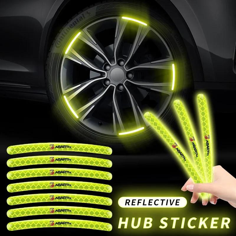 GCNDL1 5/10/15/20Pcs Car Wheel Hub Reflective Sticker For Fiat ABARTH 124 125 130 131 500 595 Esseesse 695 Punto Scorpion Accessories