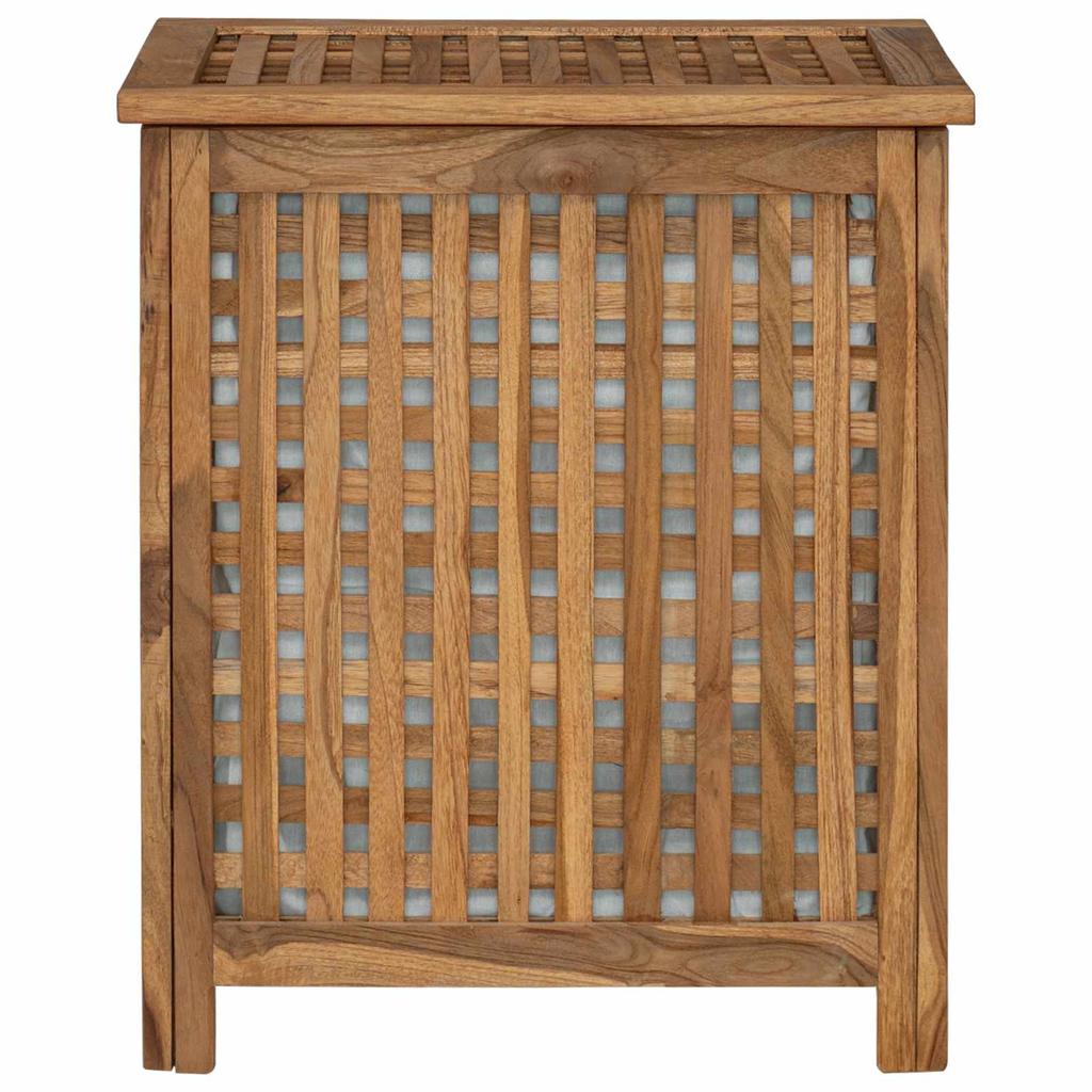 Laundry Basket Natural 50 X 35 X 60 Cm Solid Teak Wood